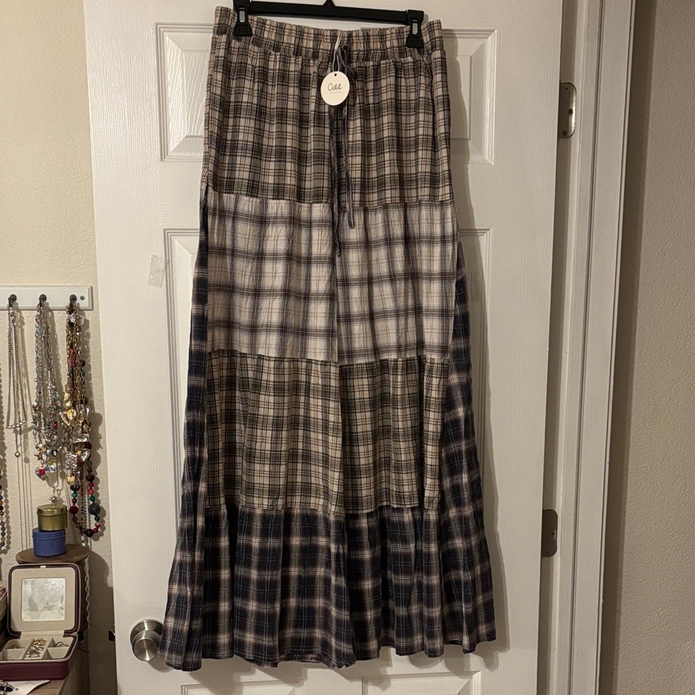 ODDI Plaid Patchwork Pants-Size Large - Picture 3 of 9